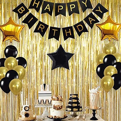 TOYXE Happy Birthday Paper Banner with Fringe Curtains and Balloons Set of 25 Pcs - Image 2