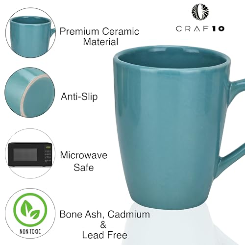 CRAF10 Exquisite Solid Ceramic Coffee Mugs - Cadet Blue Color,Microwave Safe- 340ml Capacity, Dishwasher & Freezer Safe - Image 4
