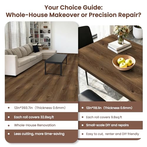 Dureidos Peel and Stick Floor Tile-Wood Vinyl Flooring Roll Waterproof for Kitchen and Bathroom-11.8" x 118" Self Adhesive Laminate Flooring Stickers Cover 9.69 sq.ft - Image 3