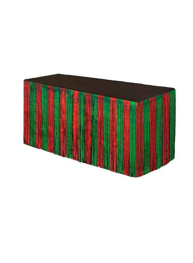 PMU Table Skirt Red and Green Fringe 9 ft x 29 inches Pkg3 - Image 1