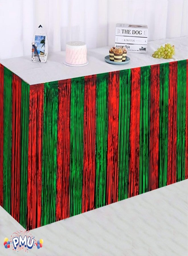 PMU Table Skirt Red and Green Fringe 9 ft x 29 inches Pkg3 - Image 2
