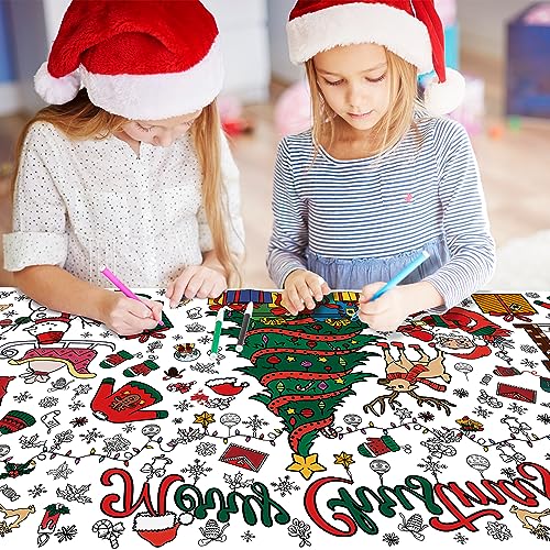 OHOME Xmas Giant Coloring Poster/Tablecloth-Christmas Crafts for Kids-30 x 72 Inches Jumbo Paper Coloring Banner Kids Gifts Activities Toys Party Classroom Christmas Decorations[Kids Games] - Image 3