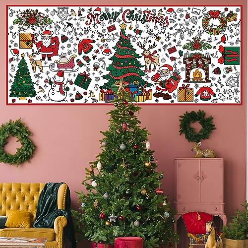 OHOME Xmas Giant Coloring Poster/Tablecloth-Christmas Crafts for Kids-30 x 72 Inches Jumbo Paper Coloring Banner Kids Gifts Activities Toys Party Classroom Christmas Decorations[Kids Games] - Image 4