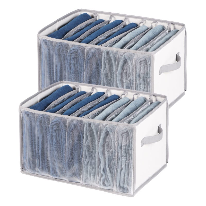 Univivi Univivi Extra Large Wardrobe Clothes Organizer Closet Organizer Portable Pants Sweaters Organizer for ClosetTShirt Underwear Upgraded 7 Grids Jeans Hoodie Organizer Clothes Organizer  Set of 2 