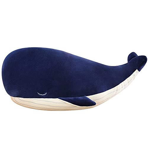 MUPI Whale Stuffed Animals Plush Pillow 4 Size Cute Soft Cotton Plushies Pillows Kawaii Blue Whale Toy Gifts for Kids Boys Girls Adults Blue 33 Inch - Image 1