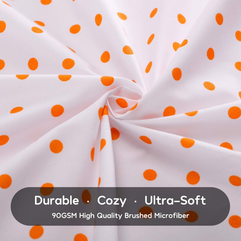 SLEEP ZONE Kids Printed Twin Bed Sheets Set 3-Piece - Super Soft & Cute Kids Sheet Set with Flat Sheet  Fitted Sheet  Pillowcase (Twin  Polka Dots Orange) - Image 4