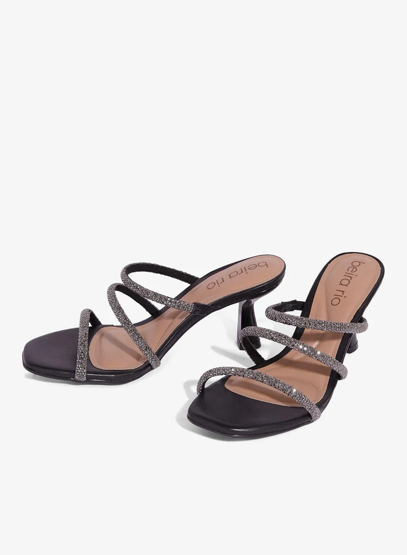 Beira Rio Black Block Heel Sandals for Women – Stylish Ladies Heels Sandals for Everyday Wear for Women | Best Price UAE
