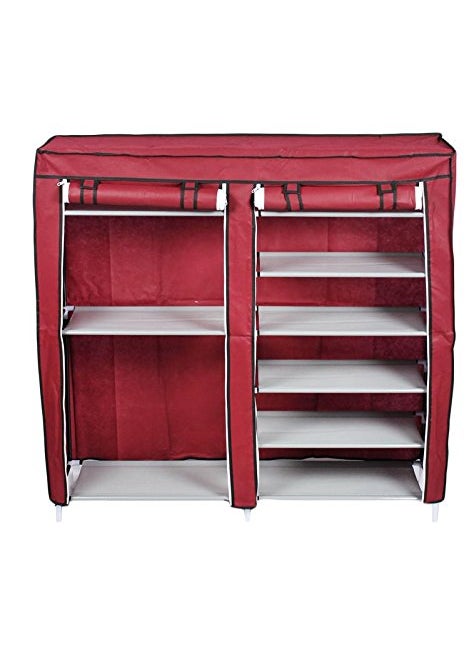 GTC® 7+2 Layer 27-Pairs Portable Boot Rack Double Row Shoe Rack,Mahroon ( It N - 2263 )