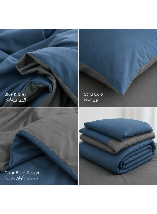 Kylinx Home 4PCS Duvet Cover Sets, King Bedding Quilts Sets Bed Cover, Bedding Set, Including Sheet Duvet Cover and 2 Pillows Comforter Sets 220x240cm (Blue) - Image 3