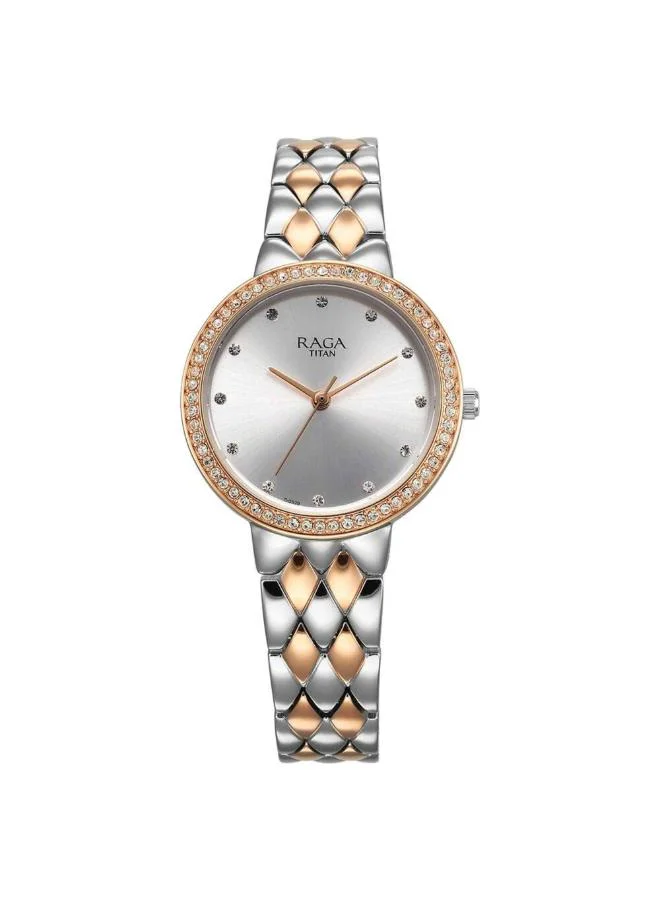 تيتان Women Analog Display Watch With Two Toned Metal Strap - 95282KM01