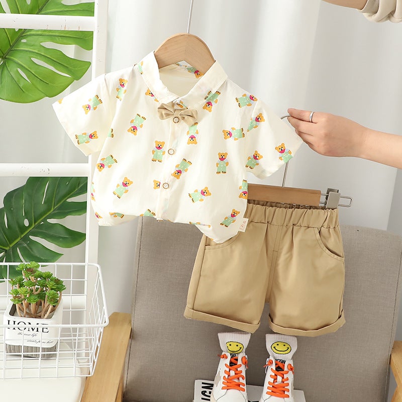 Cute Summer Baby Children'S Clothing Cotton Shirt Shorts 0-6 Years Old Boy'S Clothing 2-Piece Set Children'S Summer Clothing - Image 1