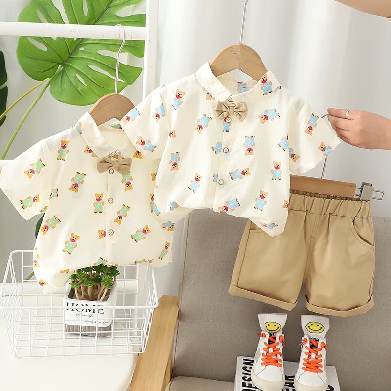 Cute Summer Baby Children'S Clothing Cotton Shirt Shorts 0-6 Years Old Boy'S Clothing 2-Piece Set Children'S Summer Clothing - Image 2