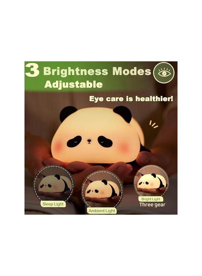 The Bros Cute Panda Night Light, LED Squishy Novelty Animal Night Lamp, Food Grade Silicone 3 Level Dimmable Breastfeeding Nursery Nightlight for Room Decor, Cute Gifts Stuff for Boys Girls Baby Children - Image 3