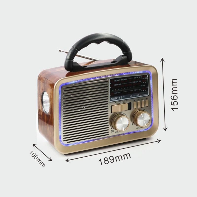 Senbowe Emergency Portable AM FM SW Radio with LED Flashlight, Rechargeable Battery, Bluetooth 5.0 Wireless Speaker, USB & TF MP3 Player, Multi-Band Vintage Radio for Home, Camping, Outdoor, Travel and Power Outage Use - Image 3
