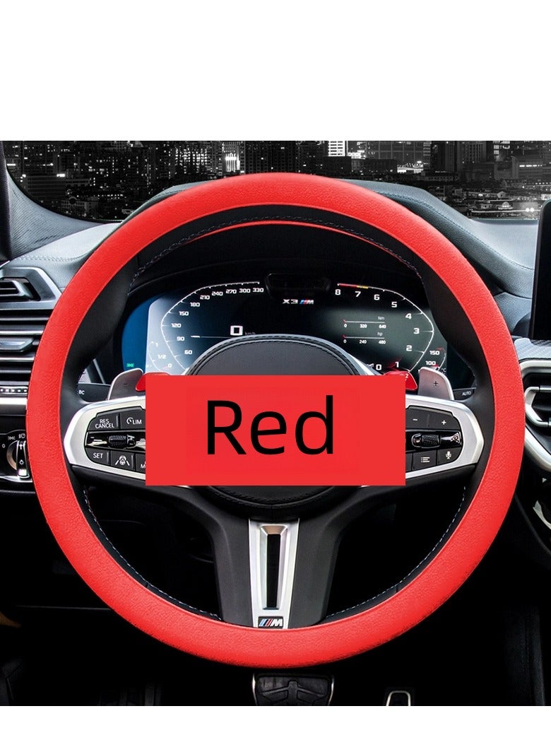 غطاء عجلة قيادة سيارة سيليكون ناعم غير قابل للانزلاق (أحمر) - Image 1