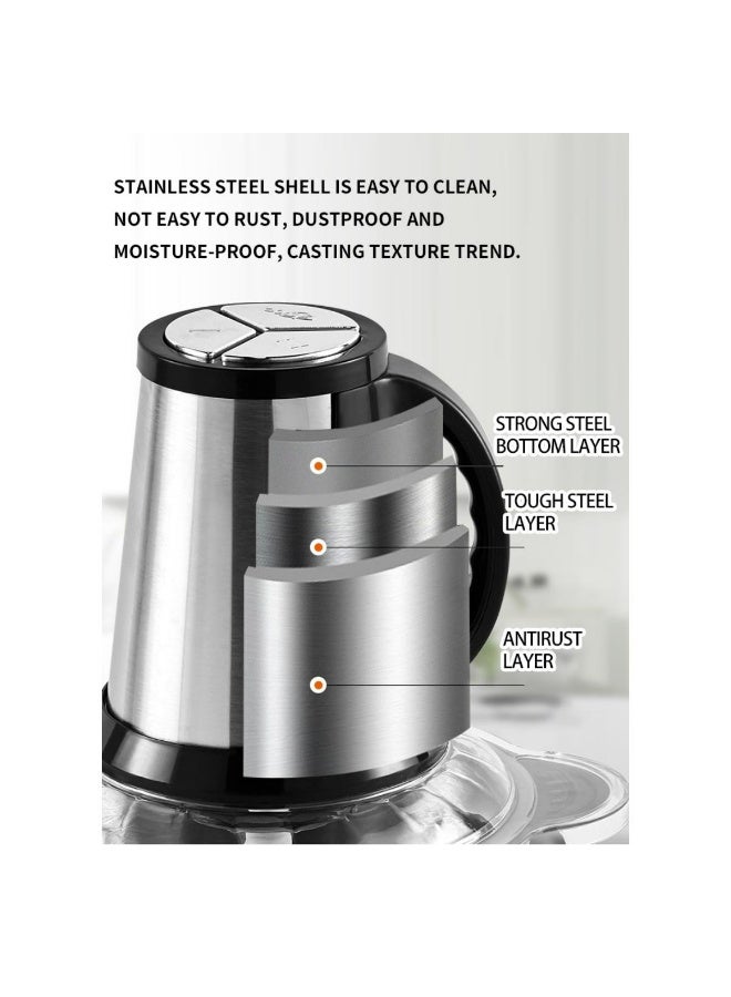 Denx 850W Electric Meat Grinder & Food Chopper – 5L Stainless Steel Bowl, 5 Blades, Multifunction Processor for Meat, Vegetables & Fruits - Image 3