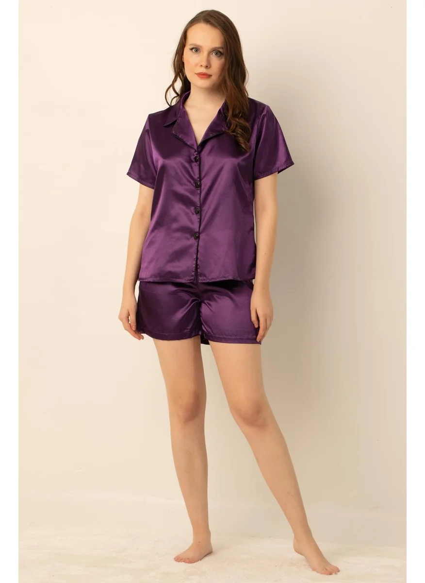 ميور Women's Satin Pajama Set with Shorts