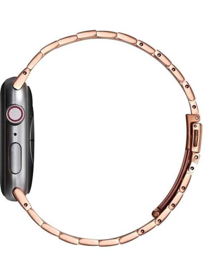 نيبمينينت سوار بديل من الستانلس ستيل لساعة أبل سيريس 7/6/5/4/3/2/1/SEمقاس 42/44/45 مم وردي ذهبي - Image 2