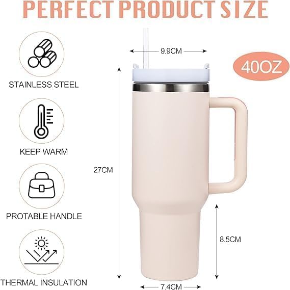 Botash Tumbler with lid and Straw 1200ml Cup Holder Car Gym Yoga Travel Stainless Steel Vacuum Insulated Flask Mug Quencher for WaterIced Tea Coffee or Protein Shake1pcsMulticolour - Image 3