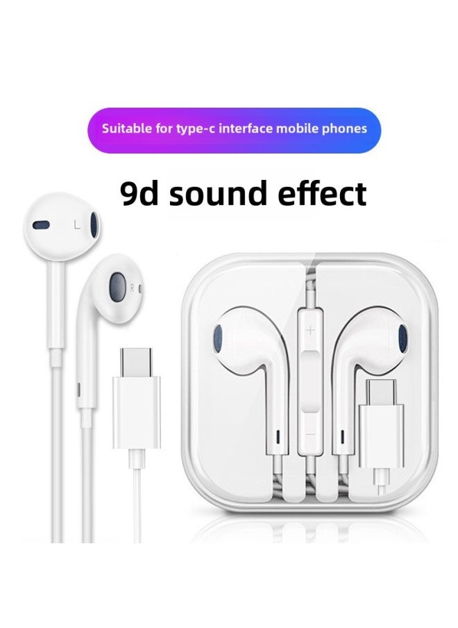 Generic In-ear Wired Headset For Apple Android Vivo Huawei OPPO Xiaomi Type C Flat Head Call Headset-Color:[type-c Interface] Crystal Box  - Image 1