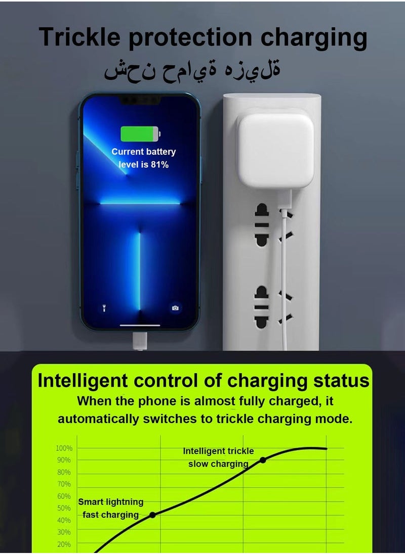 Generic 50W For iPhone Charger Dual Type C Port With 1M Fast Lightning Cable Quick Charging USB C Plug Compatible With New iPhone 14/14Pro/14Pro Max/14 Plus/13Pro Max /13 Pro/13/12/11/XS iPad Mini 6/ iPad Pro  - Image 4
