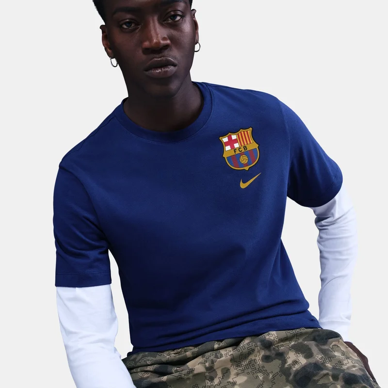Nike Blue Men's FC Barcelona Crest T-Shirt for Men | Best Price UAE