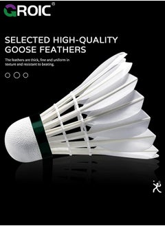GROIC 6 Pcs Badminton Ball Shuttlecocks, Badminton Birdies Shuttlecocks, Goose Feather Shuttlecocks Stable Durable High Speed Training Badminton Balls for Indoor & Outdoor Practice Training Activities  - Image 2
