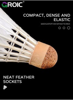 GROIC 6 Pcs Badminton Ball Shuttlecocks, Badminton Birdies Shuttlecocks, Goose Feather Shuttlecocks Stable Durable High Speed Training Badminton Balls for Indoor & Outdoor Practice Training Activities  - Image 3