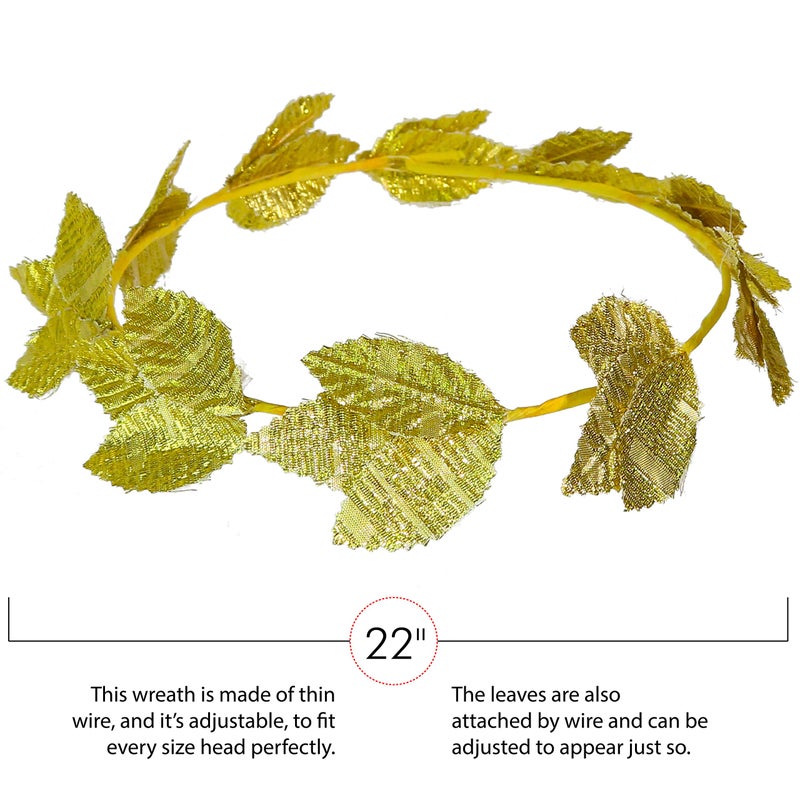 Skeleteen Gold Roman Laurel Headband - Roman Emperor Crown and Greek God and Goddess Wreath Circlet - Image 4