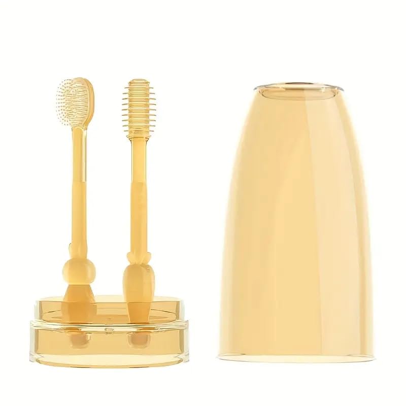 PiyuBind Toothbrush Set, Food Grade Silicone Portable Soft Bristles Brush, Christmas Halloween Thanksgiving Day Easter New Year Gift (1 Set) - Image 1