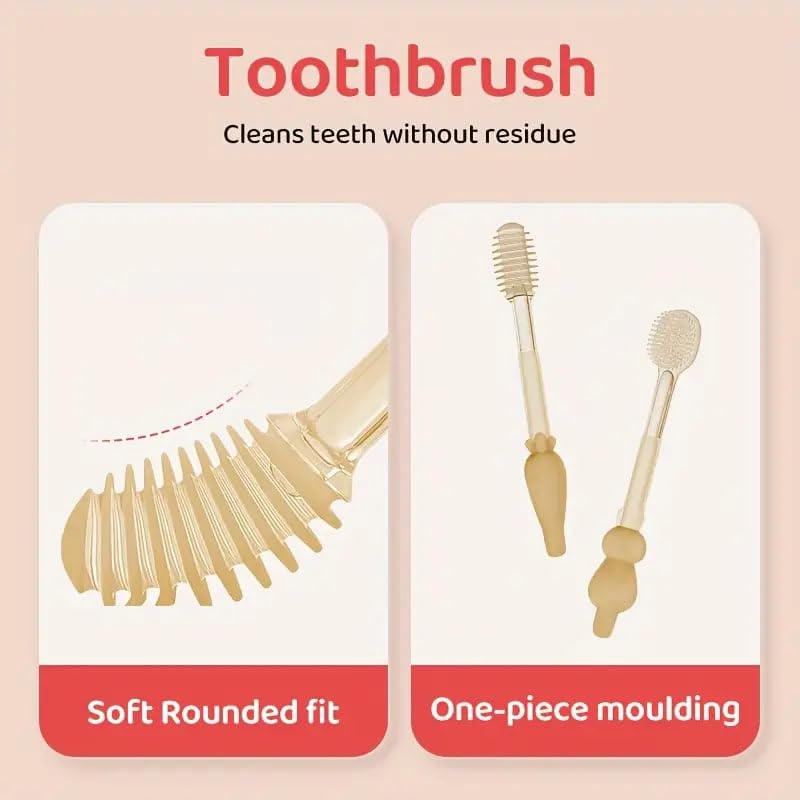 PiyuBind Toothbrush Set, Food Grade Silicone Portable Soft Bristles Brush, Christmas Halloween Thanksgiving Day Easter New Year Gift (1 Set) - Image 5