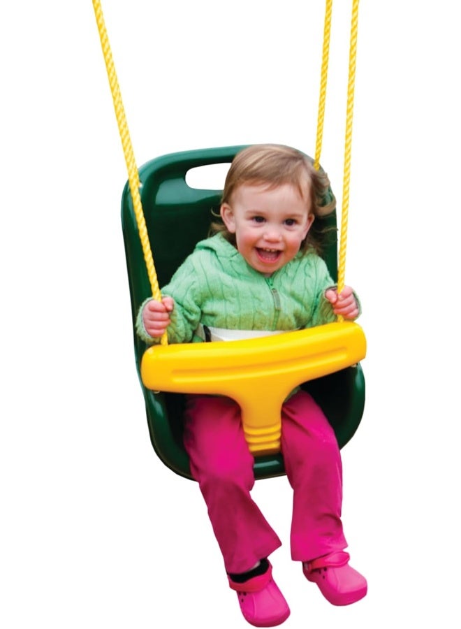 Gorilla Playsets High Back Plastic Infant Swing with Yellow T Bar & Rope - Image 4