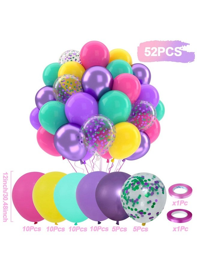 Patimate Birthday Balloons Set, 50 pcs 12 inch Hot Pink Metallic Purple Yellow Teal Confetti Latex Balloons Kit for Kid's Birthday Baby Shower Magic Theme Party Decorations - Image 2
