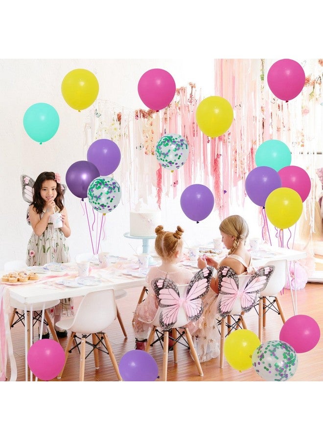 Patimate Birthday Balloons Set, 50 pcs 12 inch Hot Pink Metallic Purple Yellow Teal Confetti Latex Balloons Kit for Kid's Birthday Baby Shower Magic Theme Party Decorations - Image 5