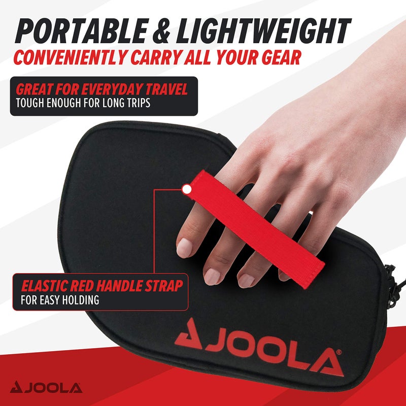 JOOLA حقيبة مضرب تنس الطاولة JOOLA Vision مزدوجة التبطين مع حجرة تخزين لـ 4 كرات تنس طاولة - غطاء مضرب تنس الطاولة يساعد في حماية المطاط والمضرب - منظم تنس الطاولة، أسود - Image 5