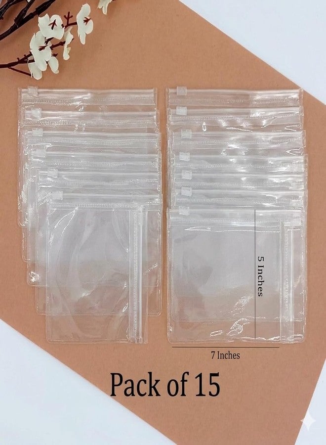 SENTONI Multipurpose Storage Pouch for Jewellery, Makeup, Travel Accessories - Jewellery Storage Pouch Zip Lock Organizer for Cosmetics and Stationery Organiser Pouch (15 PCS) - Image 2