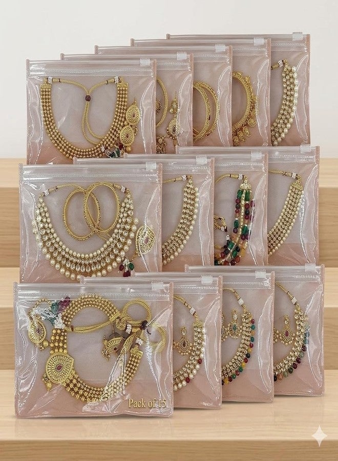 SENTONI Multipurpose Storage Pouch for Jewellery, Makeup, Travel Accessories - Jewellery Storage Pouch Zip Lock Organizer for Cosmetics and Stationery Organiser Pouch (15 PCS) - Image 5