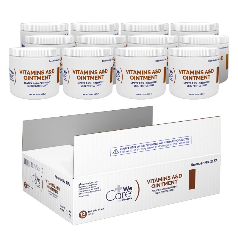 Dynarex Vitamins A & D Ointment, Ointment with Vitamin A and Vitamin D Helps Prevent & Treat Skin Irritation, Diaper Rash, White, 15 Ounce (Pack of 12) - Image 1