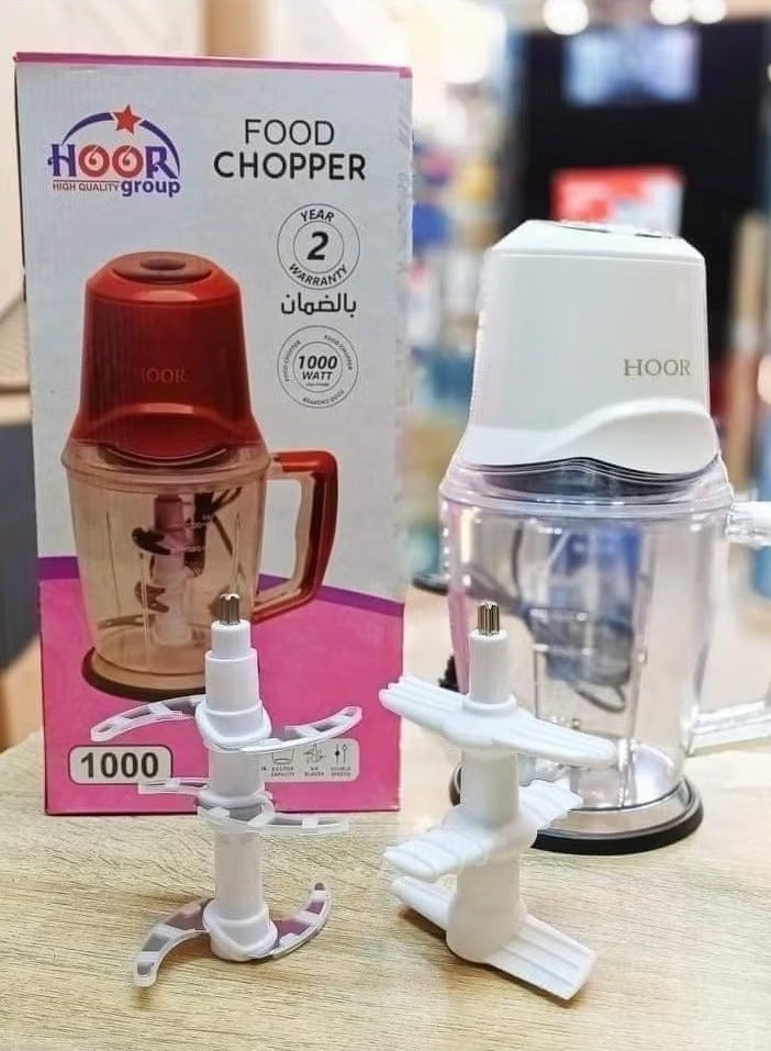 HOOR Turkish chopper and mincer from Hour 1000 watts 6 blades with garlic peeler and unbreakable bowl - one year warranty - Image 1