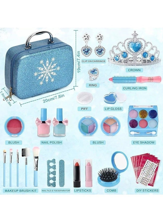 Girl Makeup Box Toy Set, With Storage Box, A Variety Of Practical Tool Combinations, Blue - Image 1