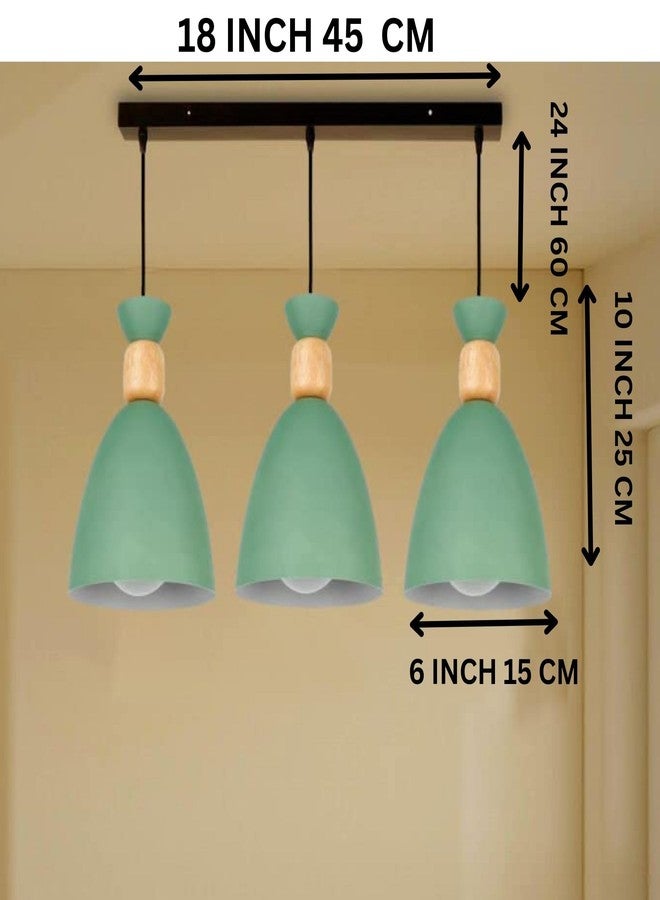 GreyWings Triple Dome Hanging Pendant Light for Ceiling – Aluminium, Green, Adjustable E-27 Holder, Bulb is not Included. Linear Cluster - Image 3