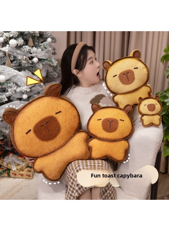 Generic - Cartoon Toast Kitty Plush Toy Toast Capibala Pillow Bread Capybara Keychain Doll Pendant-Specifications:Light Brown Cat Crying Face-Color:30cm 0.3kg - Image 1