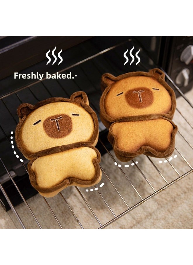 Generic - Cartoon Toast Kitty Plush Toy Toast Capibala Pillow Bread Capybara Keychain Doll Pendant-Specifications:Light Brown Cat Crying Face-Color:30cm 0.3kg - Image 1