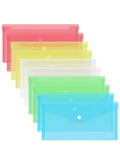 FYY 10Pcs Plastic Envelopes Clear Poly Envelopes File Folders Bag Translucent A6 Size Bill Booklet Wallet With Button Closure For Office Supplies 9.96 X 5.12 Inches Assorted Color  - Image 1