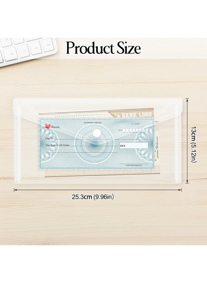 FYY 10Pcs Plastic Envelopes Clear Poly Envelopes File Folders Bag Translucent A6 Size Bill Booklet Wallet With Button Closure For Office Supplies 9.96 X 5.12 Inches Assorted Color  - Image 2