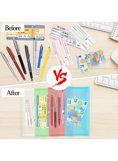 FYY 10Pcs Plastic Envelopes Clear Poly Envelopes File Folders Bag Translucent A6 Size Bill Booklet Wallet With Button Closure For Office Supplies 9.96 X 5.12 Inches Assorted Color  - Image 5