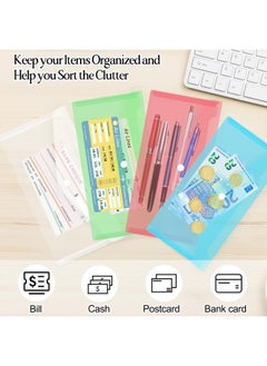 FYY 10Pcs Plastic Envelopes Clear Poly Envelopes File Folders Bag Translucent A6 Size Bill Booklet Wallet With Button Closure For Office Supplies 9.96 X 5.12 Inches Assorted Color  - Image 4