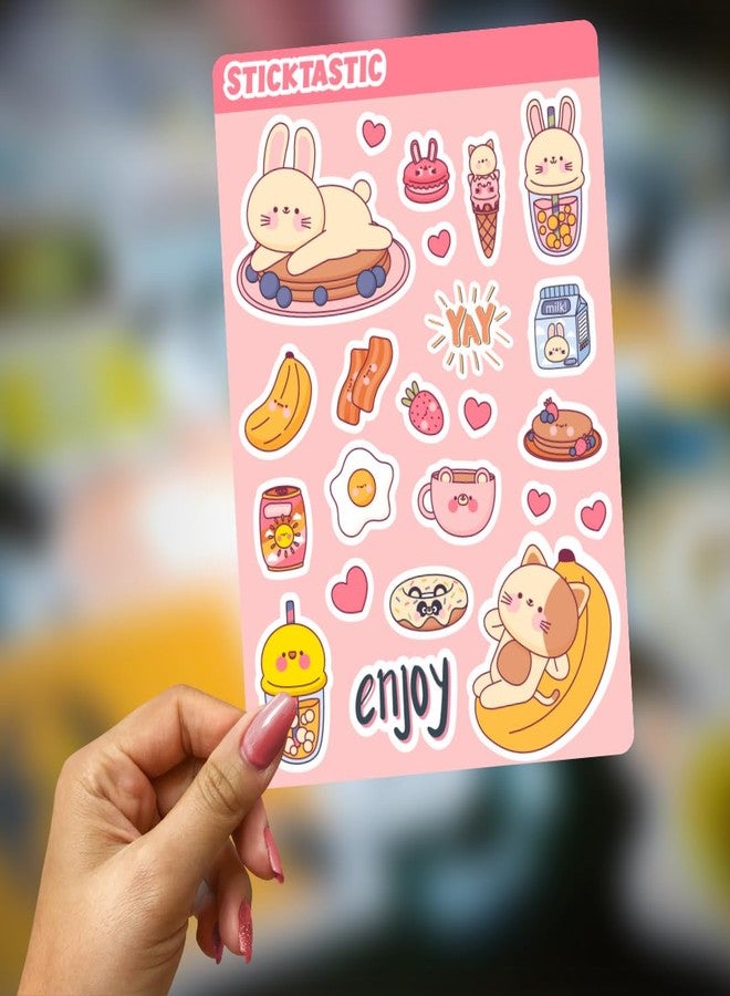 STICKTASTIC أوراق ملصقات ورقية لطيفة بتصميم كاواي من ستيكتاستيك، مثالية لسجل القصاصات، وكتابة اليوميات، والمخططات، والأعمال اليدوية - مجموعة من ورقتين (5 × 7 بوصات) - مثالية للهدايا والمشاريع الإبداعية - ذاتية اللصق - Image 5