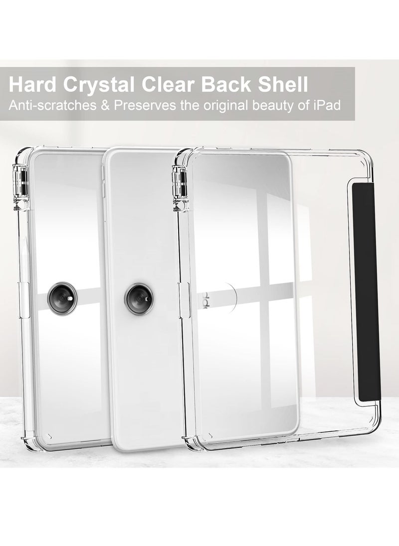 Sleek Black Slim Case with Pen Holder for OnePlus Pad 11.6" and Oppo Pad 2, Transparent Trifold Hard Shell Cover