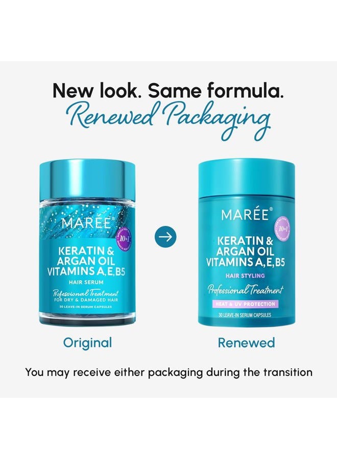 MAREE Hair Oil for Frizzy - Keratin Styling Capsules 2 PACK with Jojoba & Argan Oil - Anti Frizz Serum for Women - Frizzy, Damaged, Dry - Sérum Gotas & Aceite Para el Cabello - Image 2